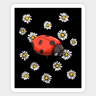 Ladybug Chamomile Marguerites Retro Daisies Flower Gardeners Sticker